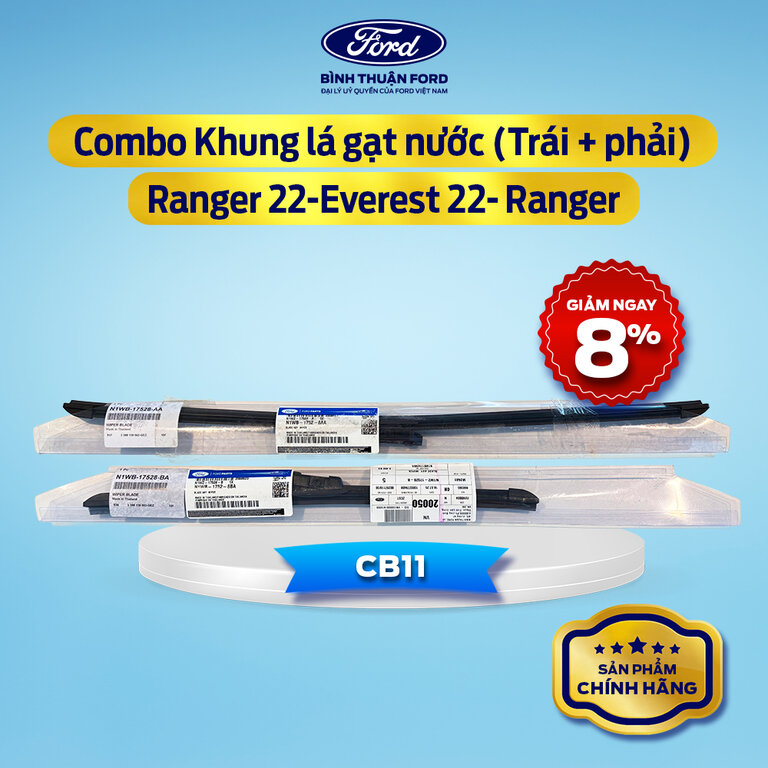 COMBO Khung Lá Gạt Nước, Gạt Mưa Ô tô (Trái + Phải) - Ford Ranger, Everest 2022+++