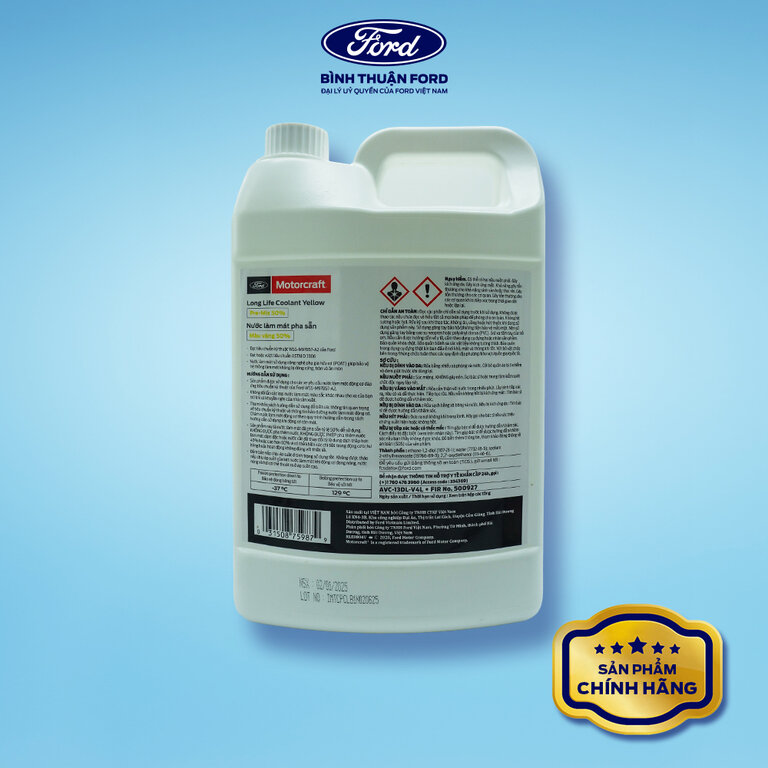 Nước Làm Mát Chính Hãng Motorcraft 4L – Màu Vàng, Tiêu Chuẩn Ford WSS-M97844-D