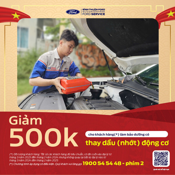 GIẢM 500K CHO KHÁCH HÀNG LÀM BẢO DƯỠNG CÓ THAY DẦU (NHỚT) ĐỘNG CƠ