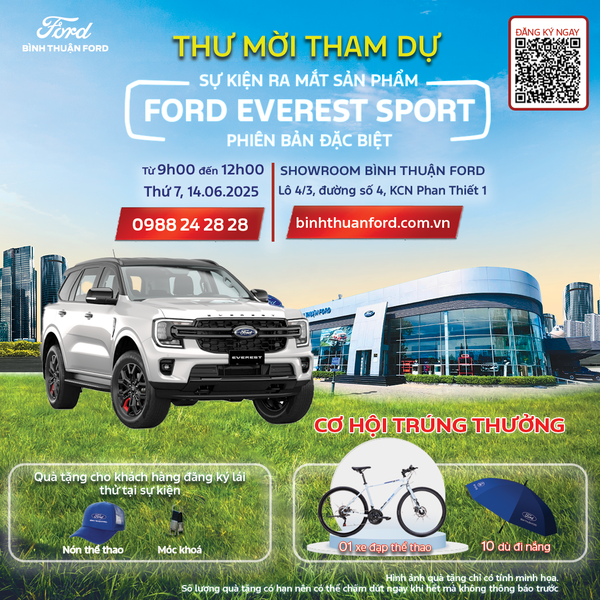 THƯ MỜI THAM DỰ LỄ RA MẮT & TRƯNG BÀY FORD EVEREST SPORT PHIÊN BẢN ĐẶC BIỆT 2025